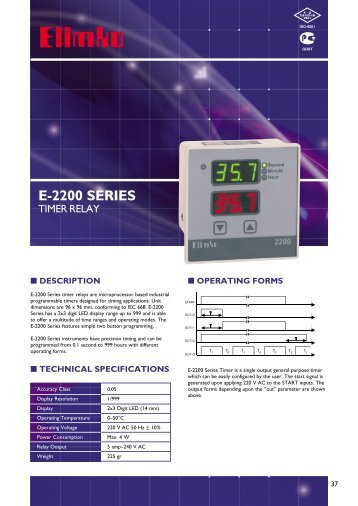 E-2200 Series Timer Relay - Elimko
