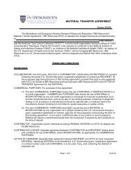 MATERIAL TRANSFER AGREEMENT - BEI Resources