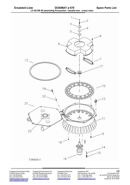 Ersatzteil-Liste DOSIMAT Ã¸ 670 Spare Parts List - Bos Benelux BV