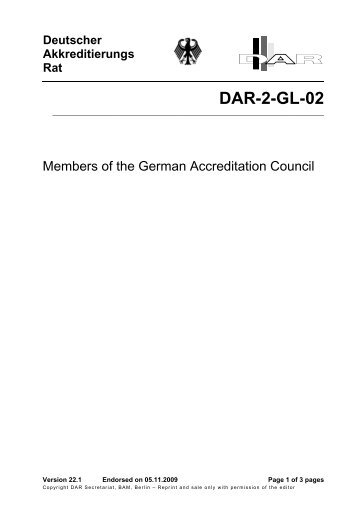 Deutscher Akkreditierungs Rat DAR-2-GL-02 - Dar - BAM