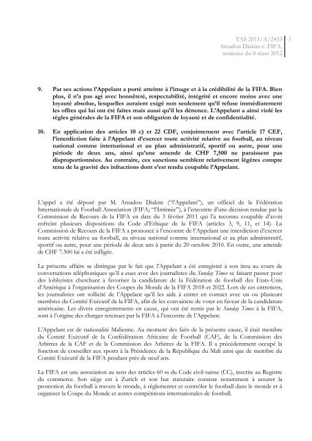 TAS xxx - Tribunal Arbitral du Sport / TAS