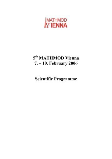 Final Programme, Scientific Part, Detailed - mathmod