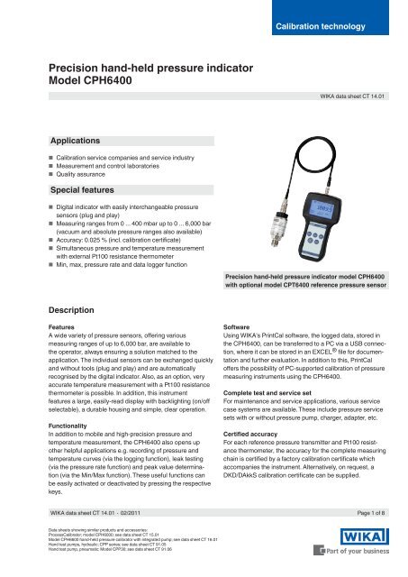 Cph 6400 Precision Hand Held Pressure Indicator