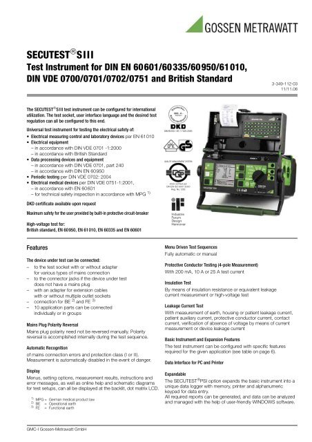 Gossen Metrawatt Secutest SI Modul
