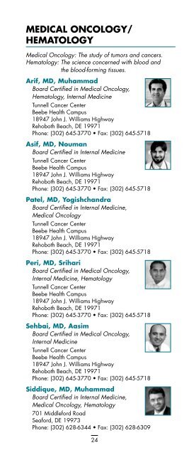 Directory - Beebe Medical Center