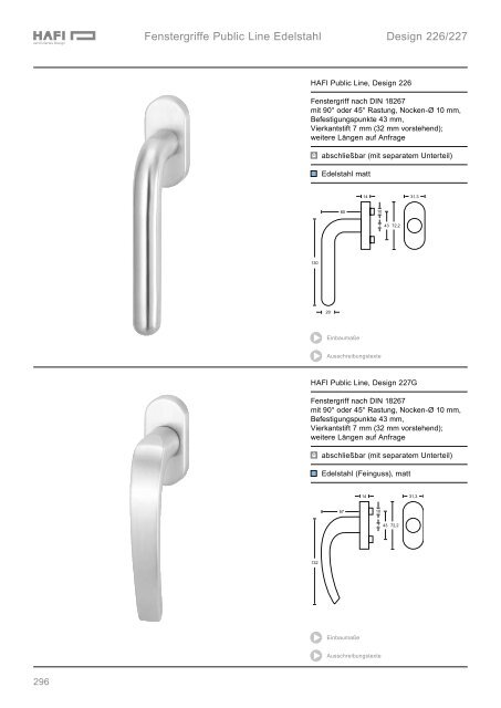 Fenstergriffe Technische Informationen Abschließbare Fenstergriffe ...