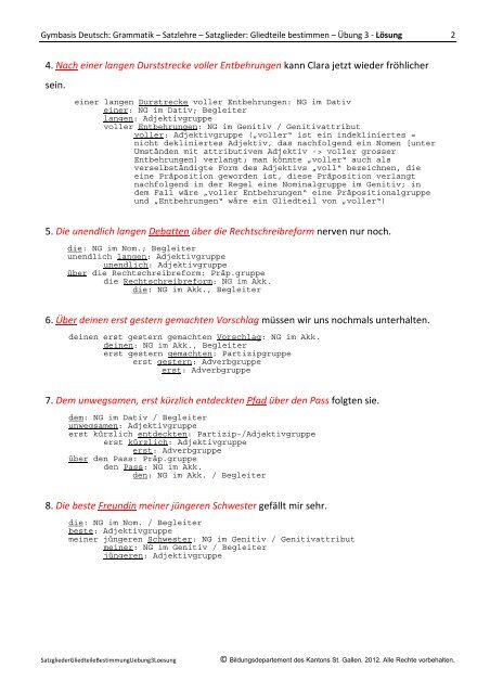 Satzlehre – Satzglieder: Gliedteile bestimmen: Übung 3 ... - Gymbasis