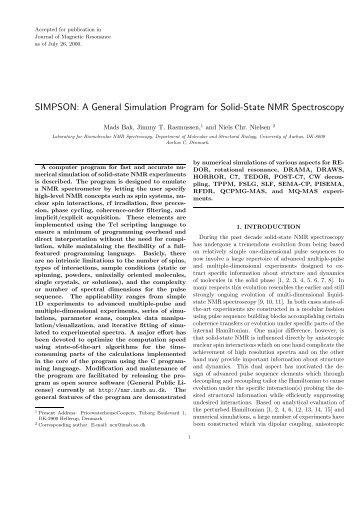 SIMPSON: A General Simulation Program for Solid-State NMR ...