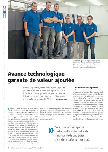 Avance technologique garante de valeur ajoutée