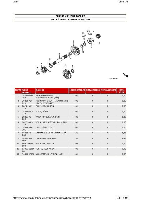 CR125R-varaosaluettelo (.pdf, 2.39 MB) - Honda