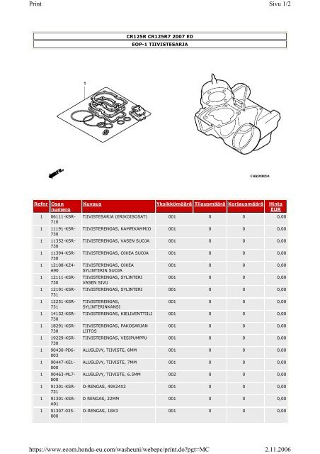 CR125R-varaosaluettelo (.pdf, 2.39 MB) - Honda