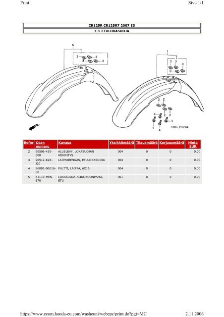 CR125R-varaosaluettelo (.pdf, 2.39 MB) - Honda