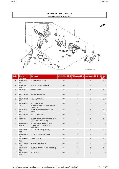 CR125R-varaosaluettelo (.pdf, 2.39 MB) - Honda