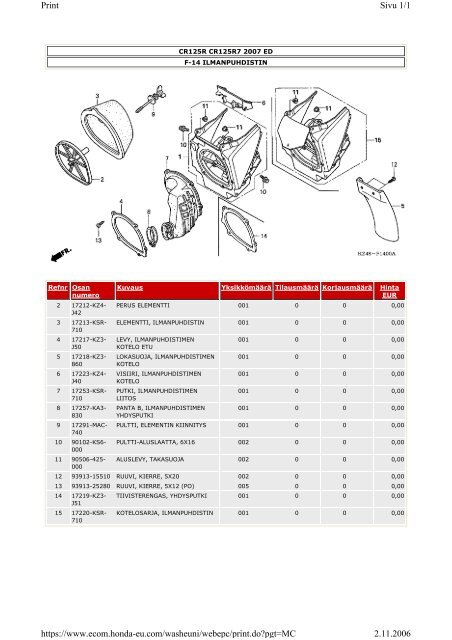 CR125R-varaosaluettelo (.pdf, 2.39 MB) - Honda