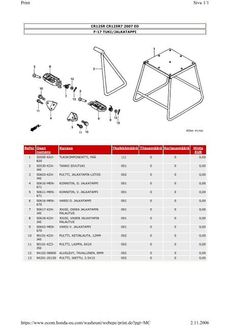 CR125R-varaosaluettelo (.pdf, 2.39 MB) - Honda