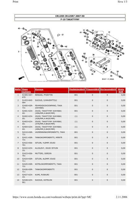 CR125R-varaosaluettelo (.pdf, 2.39 MB) - Honda