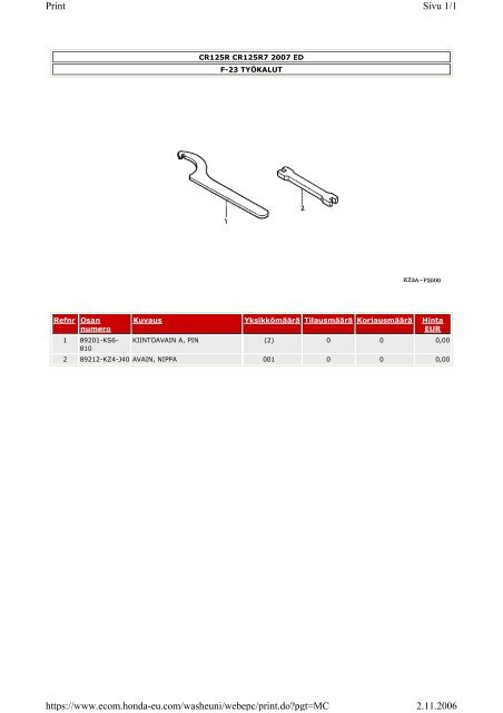 CR125R-varaosaluettelo (.pdf, 2.39 MB) - Honda