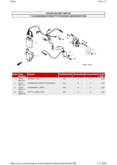 CR125R-varaosaluettelo (.pdf, 2.39 MB) - Honda