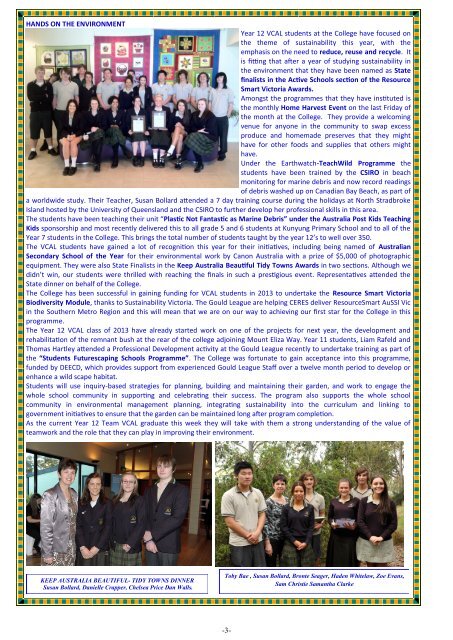Newsletter Mount Eliza Secondary College