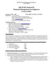 ENG M 401 Section B1 Financial Management for Engineers