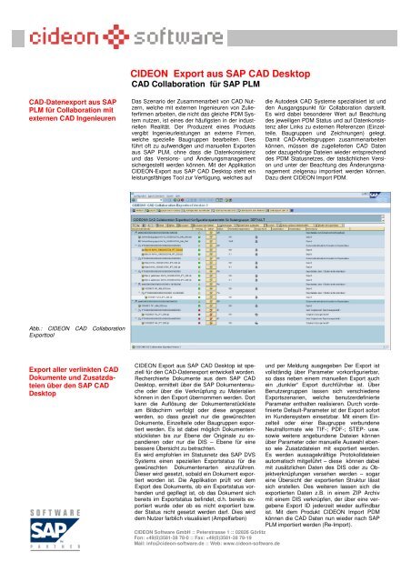 CIDEON Export aus SAP CAD Desktop - cideon.de