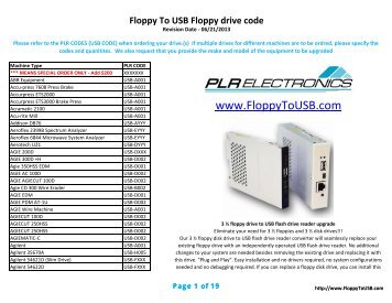 Floppy to USB Compatibility Chart. Our essential ... - PLR Electronics