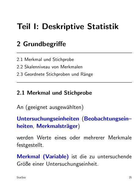 Teil I: Deskriptive Statistik