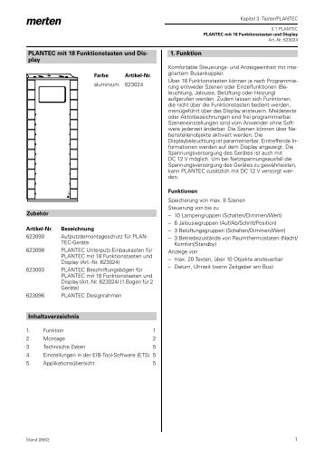 PLANTEC mit 18 Funktionstasten und Dis- play ... - Merten