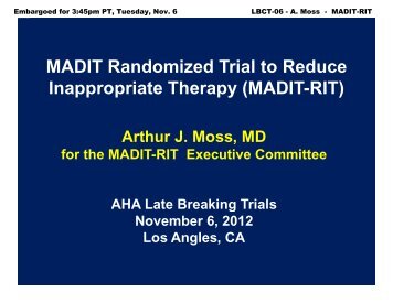 MADIT Randomized Trial to Reduce Inappropriate Therapy ... - 1