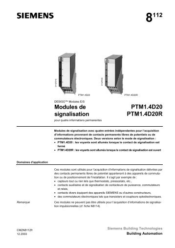 8112 Modules de signalisation PTM1.4D20 PTM1.4D20R - Siemens ...
