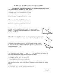 Page 1 PY105S Unit 1 Ã¢Â€Â“ Worksheet for Vectors and Vector Addition ...