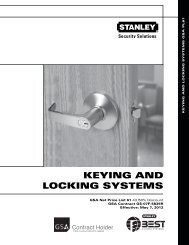 KEYING AND LOCKING SYSTEMS - Stanley Security Solutions