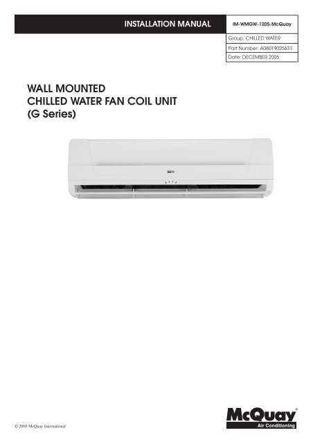 WALL MOUNTED CHILLED WATER FAN COIL UNIT (G Series)