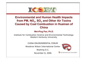 Presentation by Wei-Ping Pan, Ph.D. - Western Kentucky University