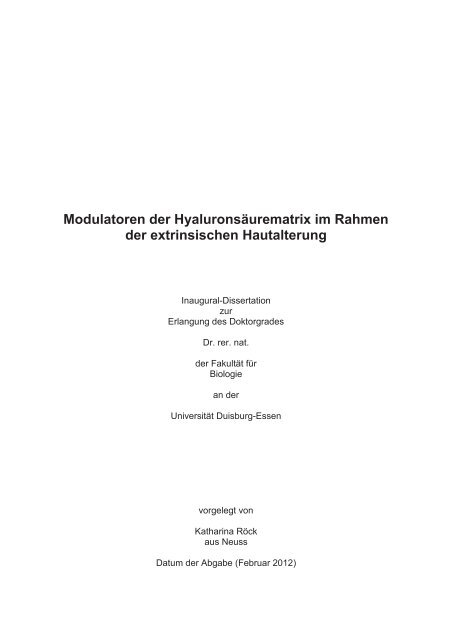 Modulatoren der Hyaluronsäurematrix im Rahmen der extrinsischen ...