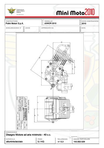 Disegno Motore ad aria minimoto - 40 cc Disegno Motore ad ... - Polini