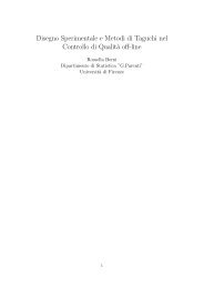Disegno Sperimentale e Metodi di Taguchi nel Controllo di Qualit`a ...