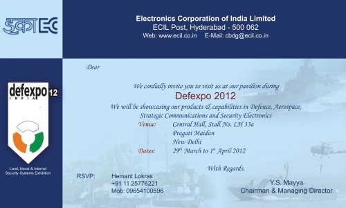 ECIL is participating in DEF EXPO 2012 displaying wide range of ...