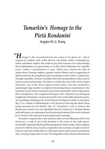 Tumarkin's Homage to the Pietà Rondanini Avigdor WG Posèq