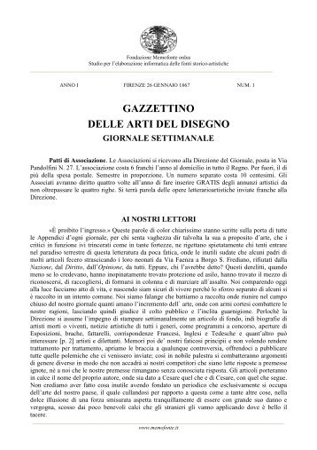 GAZZETTINO DELLE ARTI DEL DISEGNO - Fondazione Memofonte