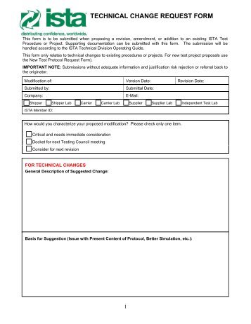 TECHNICAL CHANGE REQUEST FORM - Ista