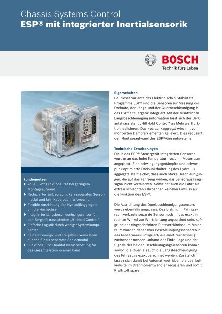 Datenblatt ESPÂ® mit integrierter Inertialsensorik - Bosch Automotive ...