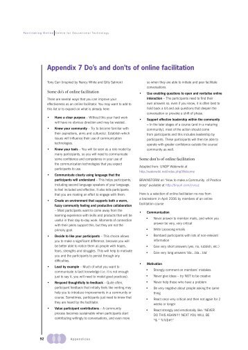 Appendix 7 Do's and don'ts of online facilitation - Vula