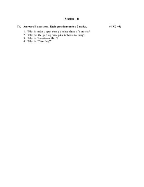 PGDSRD Third Batch - Second Semester -Model Question Papers