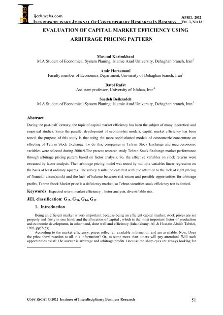 evaluation of capital market efficiency using - journal-archieves17 ...