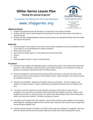 Glitter Germs Lesson Plan - Stop Germs