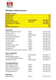 Wichtige Telefonnummern Notfallnummern - Gemeinde Tujetsch