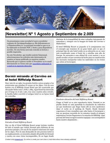 |Newsletter| Nº 1 Agosto y Septiembre de 2.009 - Nevasport.com