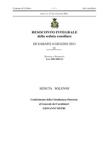 RESOCONTO INTEGRALE della seduta consiliare DI SABATO 4 ...