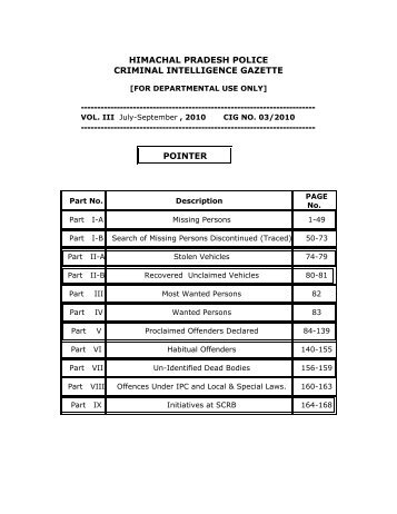 himachal pradesh police criminal intelligence gazette ... - HP Police